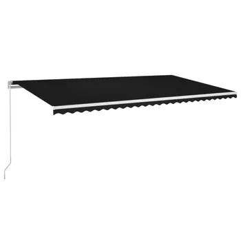  Copertină retractabilă manual cu LED, antracit, 600x350 cm