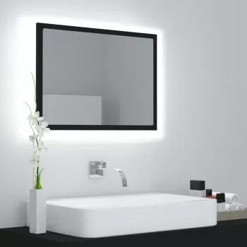 Oglinda de baie cu LED, negru