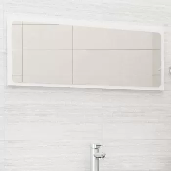 Oglinda de baie, alb lucios, 100 x 1.5 x 37 cm