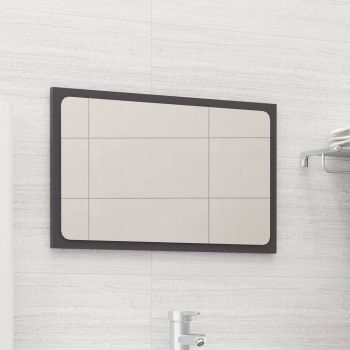 Oglindă de baie, gri extralucios, 60x1.5x37 cm, PAL