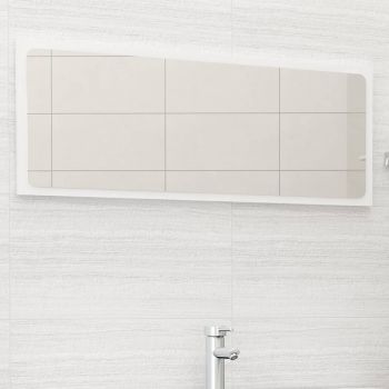 Oglindă de baie, alb extralucios, 100x1.5x37 cm, PAL