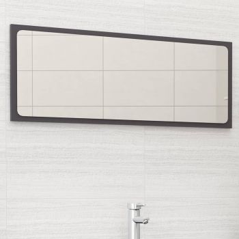 Oglindă de baie, gri extralucios, 100x1.5x37 cm, PAL