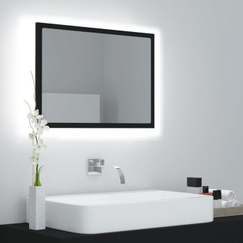 Oglindă de baie cu LED, negru, 60x8.5x37 cm, PAL