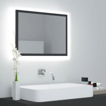 Oglindă de baie cu LED, gri, 60x8.5x37 cm, PAL