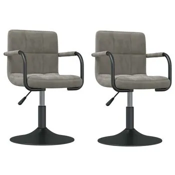  Scaune rotative de bucătărie, 2 buc., gri deschis, catifea