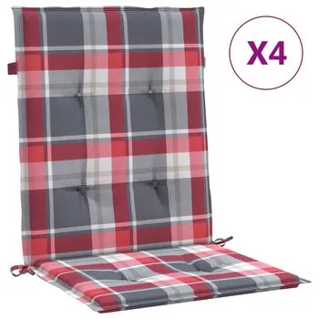  Perne spătar mic roșu carouri 4 buc. 100x50x3 cm textil oxford