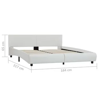  Cadru de pat cu LED, alb, 160 x 200 cm, piele ecologică 