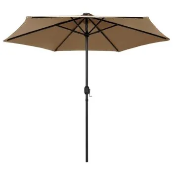  Umbrelă de soare cu LED-uri, stâlp din aluminiu, taupe, 270 cm
