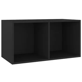  Cutie de depozitare viniluri, negru, 71x34x36 cm, lemn compozit