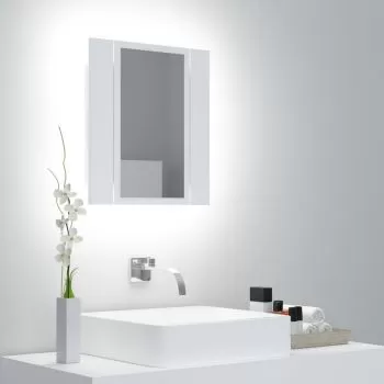 Dulap de baie cu oglinda & LED, alb