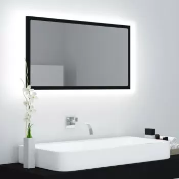 Oglinda de baie cu LED, negru