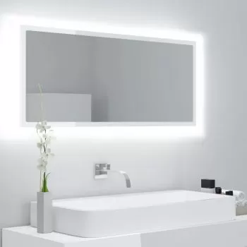 Oglinda de baie cu LED, alb lucios