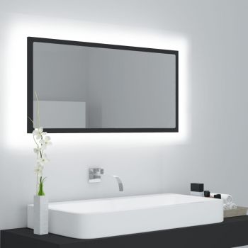 Oglindă de baie cu LED, gri, 90x8.5x37 cm, PAL