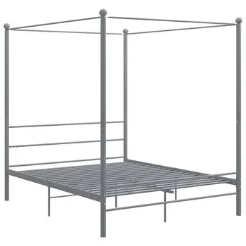  Cadru de pat cu baldachin, gri, 160x200 cm, metal 