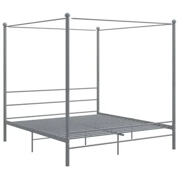  Cadru de pat cu baldachin, gri, 200x200 cm, metal 