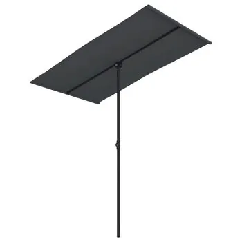  Umbrelă de soare de grădină, stâlp aluminiu, negru, 180x110 cm