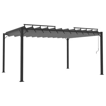  Pavilion cu acoperiș jaluzea antracit 3x4 m țesătură&aluminiu