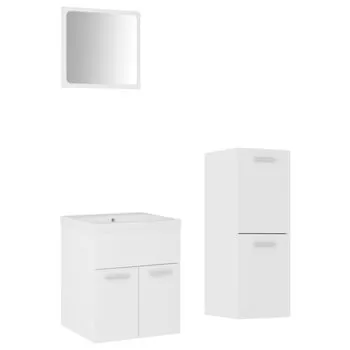  Set mobilier de baie, alb, lemn prelucrat