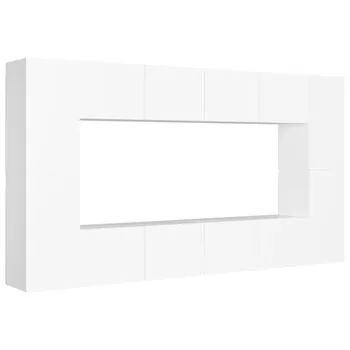  Set de dulapuri TV, 6 piese, alb, lemn prelucrat
