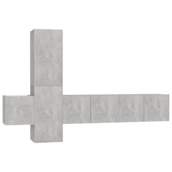  Set de dulapuri TV, 5 piese, gri beton, lemn prelucrat