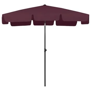  Umbrelă de soare de plajă, roșu bordo, 200x125 cm