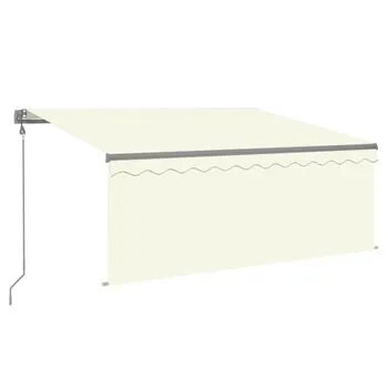  Copertină automată cu stor&LED&senzor vânt crem 3,5x2,5 m