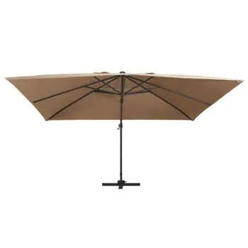  Umbrelă în consolă cu LED, stâlp din aluminiu taupe 400x300 cm