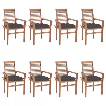 Set 8 bucati scaune de bucatarie cu perne antracit, antracit