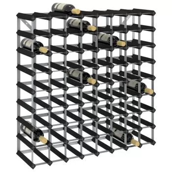 Suport de vinuri, 72 sticle, negru, lemn masiv de pin