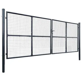  Poartă din plasă grădină, oțel galvanizat, 400 x 150 cm, gri 