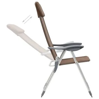  Scaune de camping pliante, 4 buc., maro, aluminiu