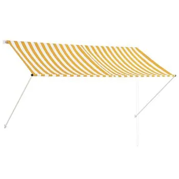  Copertină retractabilă, galben și alb, 250 x 150 cm