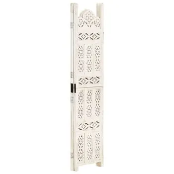  Paravan cameră sculptat manual 3 panouri alb 120x165 cm mango