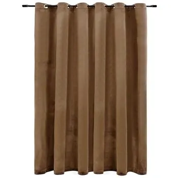  Draperie opacă cu inele metalice, bej, 290 x 245 cm, catifea