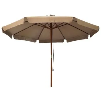  Umbrelă de soare de exterior, stâlp din lemn, gri taupe, 330 cm