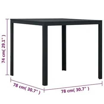  Măsuță de cafea, negru, 78x78x74 cm, HDPE, aspect lemn