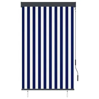  Jaluzea tip rulou de exterior, albastru și alb, 100 x 250 cm