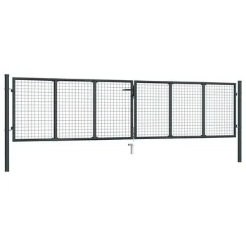  Poartă de grădină din plasă, gri, 400 x 150 cm, oțel galvanizat