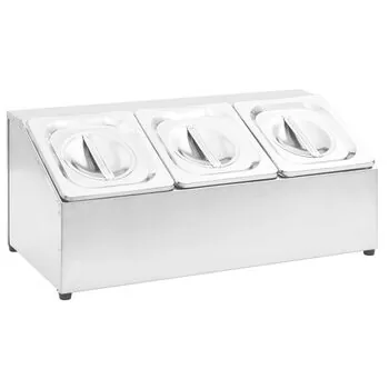  Recipient Gastronorm cu 3 secțiuni GN 1/6 oțel inoxidabil