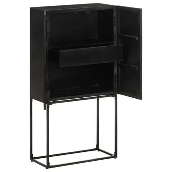  Servantă, negru, 60x30x120 cm, lemn masiv de acacia & mango