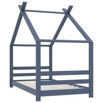  Cadru de pat de copii, gri, 80 x 160 cm, lemn masiv de pin