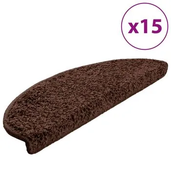  Covorașe pentru trepte scară, 15 buc., maro, 65 x 21 x 4 cm