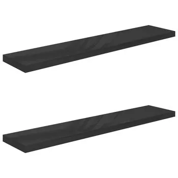  Rafturi de perete, 2 buc. negru extralucios 120x23,5x3,8 cm MDF