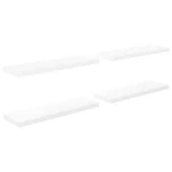  Rafturi de perete, 4 buc., alb extralucios, 80x23,5x3,8 cm, MDF