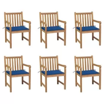 Set 6 bucati scaune gradina cu perne albastru regal, albastru regal
