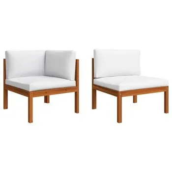  Set mobilier de grădină cu perne, 2 piese, lemn masiv de acacia