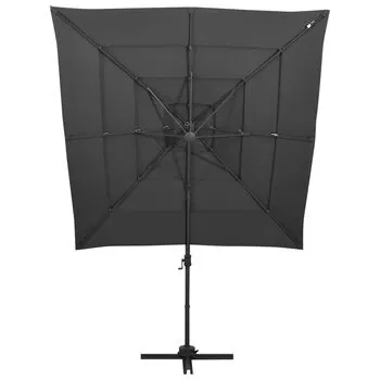  Umbrelă de soare 4 niveluri, stâlp aluminiu antracit 250x250 cm