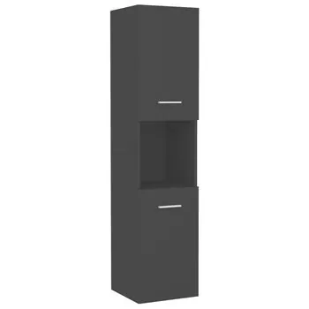  Dulap de baie, negru, 30x30x130 cm, lemn prelucrat