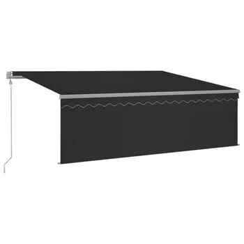  Copertină retractabilă automat cu stor, antracit, 4x3 m  