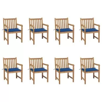 Set 8 bucati scaune gradina cu perne albastru regal, albastru regal